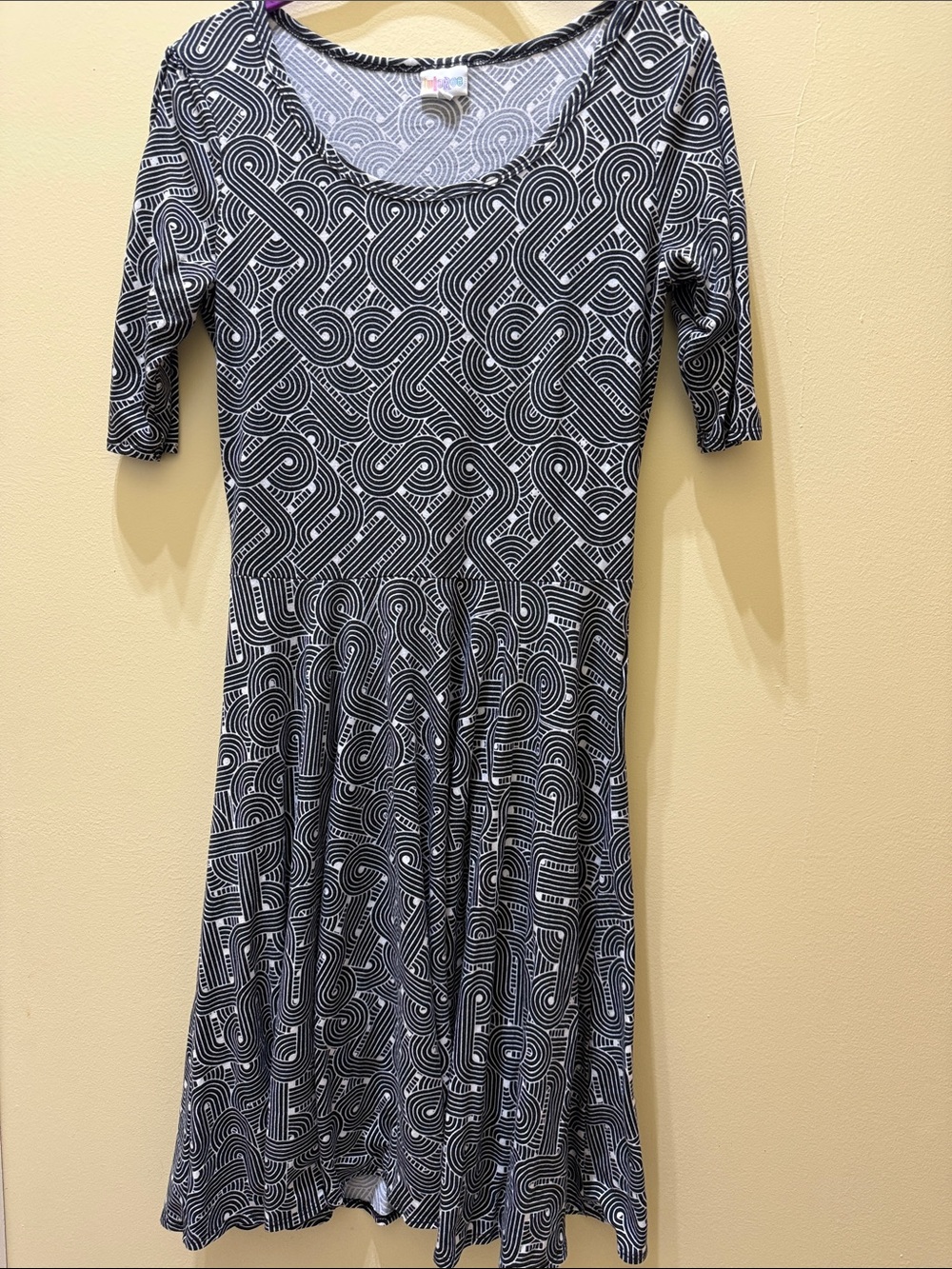 LuLaRoe Black and White Geometric Midi Dress